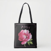 Gepersonaliseerde Canvas tassen - Pink Peony (Voorkant)
