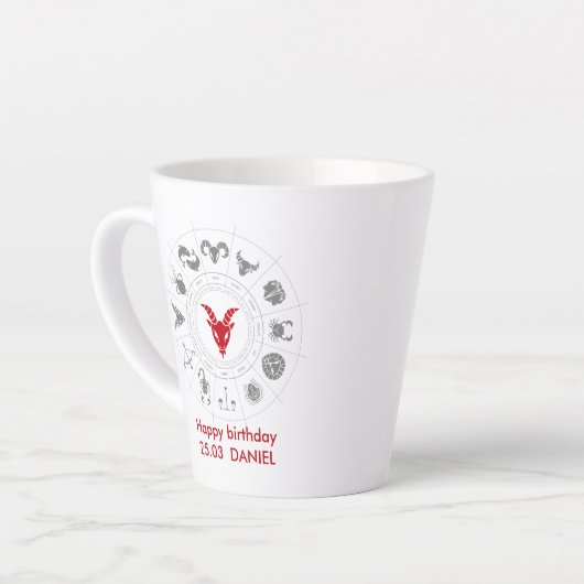 Gepersonaliseerde Capricorn Zodiac verjaardagscade Latte Mok (Linkerhoek)