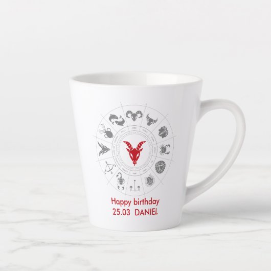 Gepersonaliseerde Capricorn Zodiac verjaardagscade Latte Mok (Rechts)