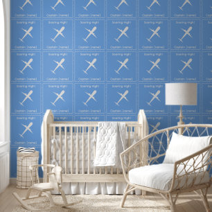 Gepersonaliseerde Captain Airplane Blue Fun Kinder Behang