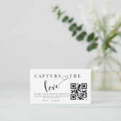 Gepersonaliseerde Capture The Love Wedding QR-code Informatiekaartje (Staand voorkant)