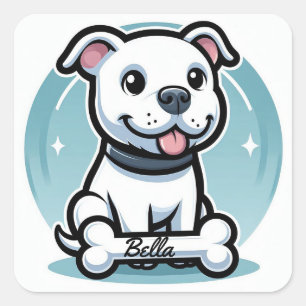 Gepersonaliseerde cartoon hond vierkante sticker