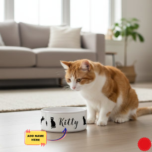 Gepersonaliseerde Cat Bowl - Aangepaste naam Keram Voerbakje