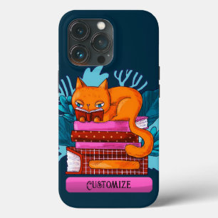 Gepersonaliseerde Cat goedgekeurde boeken Blauwgro iPhone 13 Pro Hoesje