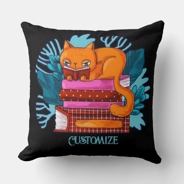 Gepersonaliseerde Cat goedgekeurde boeken Kussen (Voorkant)