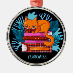 Gepersonaliseerde Cat goedgekeurde boeken Metalen Ornament
