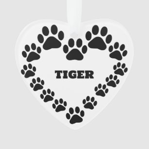 Gepersonaliseerde Cat Paw Print Hart Ornament