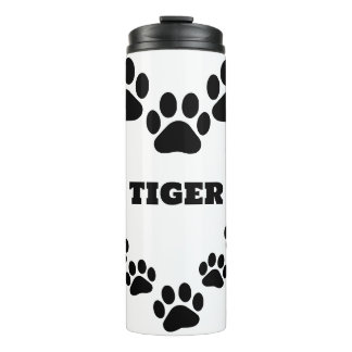 Gepersonaliseerde Cat Paw Print Hart Thermische Tu Thermosbeker