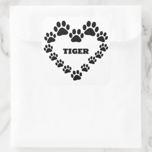 Gepersonaliseerde Cat Paw Print Vierkante Vorm Sti Sticker