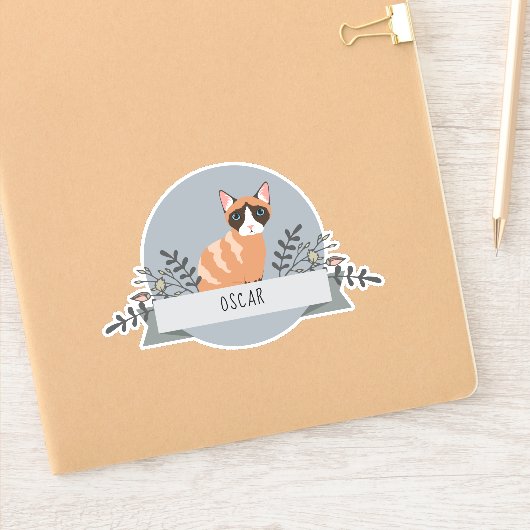 Gepersonaliseerde Cat Sticker Vinyl - De naam van  (Notitieboek)