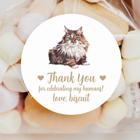 Gepersonaliseerde Cat Wedding Favoriete Stickers