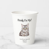 Gepersonaliseerde Cat Wedding Papieren Bekers (Achterkant)