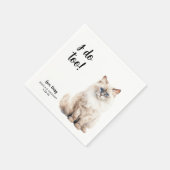 Gepersonaliseerde Cat Wedding Servet (Hoek)