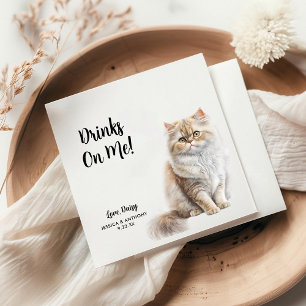 Gepersonaliseerde Cat Wedding Servet