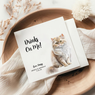 Gepersonaliseerde Cat Wedding Servet