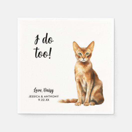 Gepersonaliseerde Cat Wedding Servet (Voorkant)