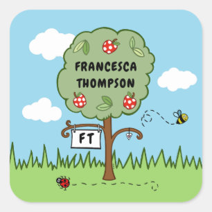 Gepersonaliseerde Celebration Tree Kind Vierkante Sticker