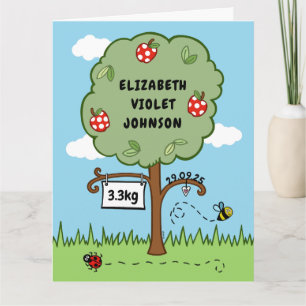Gepersonaliseerde Celebration Tree Pasgeboren Nieu Kaart