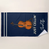 Gepersonaliseerde cello script monogram muzikant strandlaken (Voorkant)