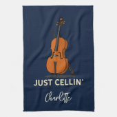 Gepersonaliseerde cello script monogram muzikant theedoek (Verticaal)