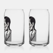 Gepersonaliseerde chagrijnige Mannen bedrukt 16oz Blikvorm Glas (Links)