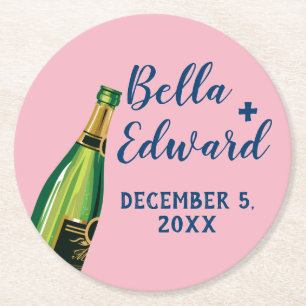 gepersonaliseerde champagne bruiloft onderzetter D