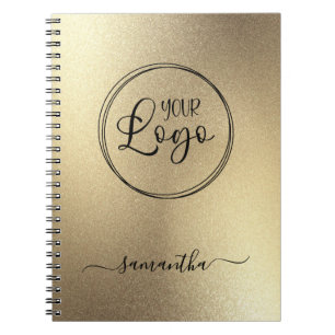 Gepersonaliseerde Champagne Gold Foil Look Logo Notitieboek