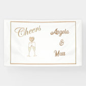 Gepersonaliseerde champagneglazen en harten spandoek (Horizontaal)