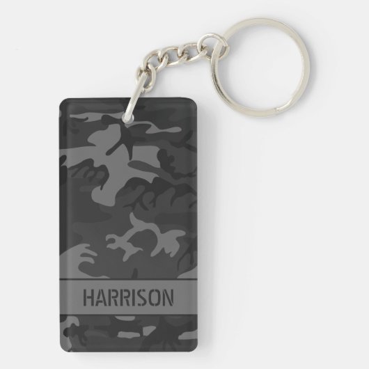 Gepersonaliseerde Charcoal Gray Camo Sleutelhanger (achterkant)
