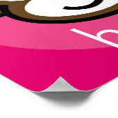 Gepersonaliseerde Cheeky Monkey [roze+hotroze] Poster (Hoek)