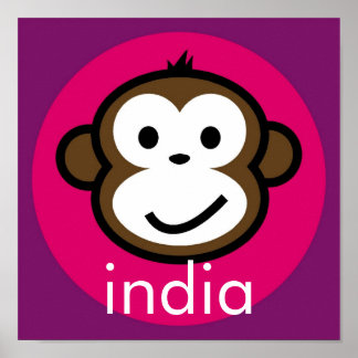 Gepersonaliseerde Cheeky Monkey [roze+paars] Poster