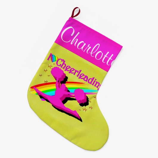 GEPERSONALISEERDE CHEERLEADER KERSTKOUS GROTE KERSTSOK (Voorkant (Hangend))