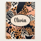 Gepersonaliseerde Cheetah en Zebra Print Planner (Voorkant)