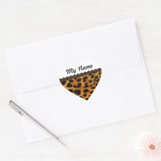 Gepersonaliseerde Cheetah Hart Sticker (Envelop)