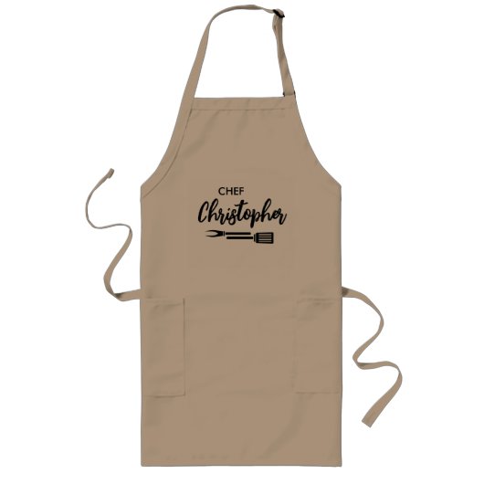 Gepersonaliseerde Chef Script-naam Lang Schort (Voorkant)