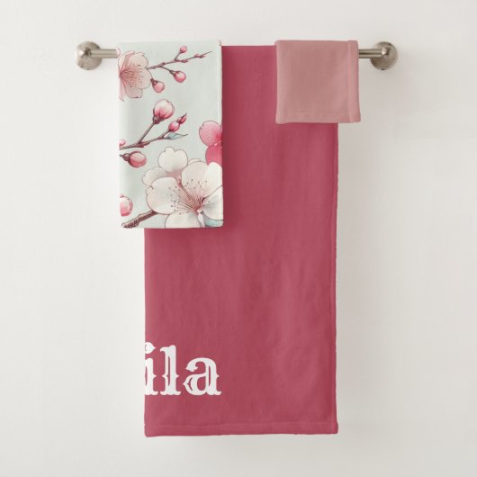 Gepersonaliseerde Cherry Blossom Bad Handdoek (Insitu)