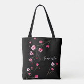 Gepersonaliseerde Cherry Blossom Black Draagtas (Achterkant)