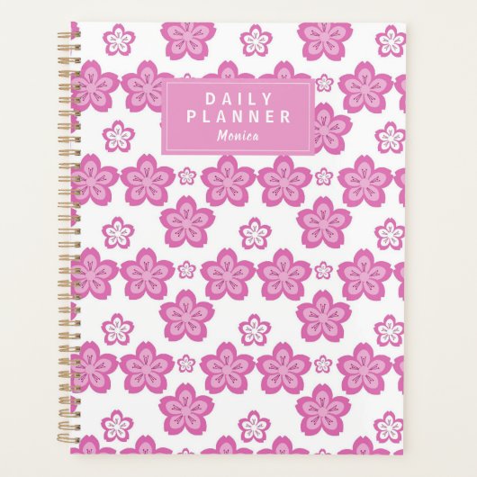 Gepersonaliseerde Cherry Blossom Roze Bloem Esthet Planner (Voorkant)