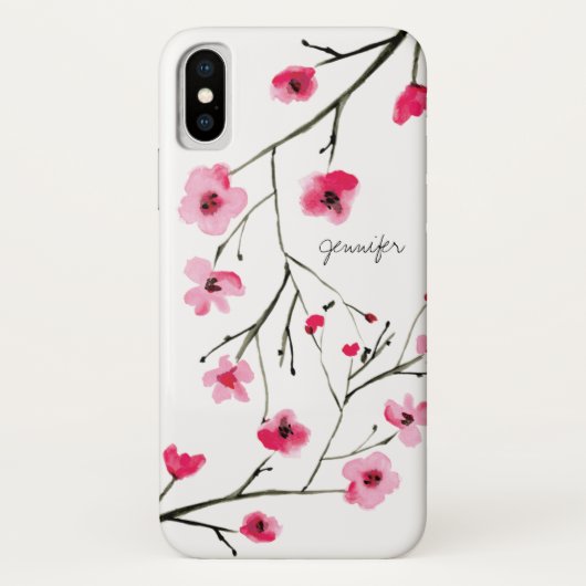 Gepersonaliseerde Cherry Blossom waterverf Case-Mate iPhone Case (Achterkant)