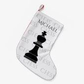 Gepersonaliseerde Chess King Classic Piece Modern Kleine Kerstsok (Voorkant (Hangend))