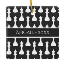 Gepersonaliseerde Chess Queen Black, witte kerst