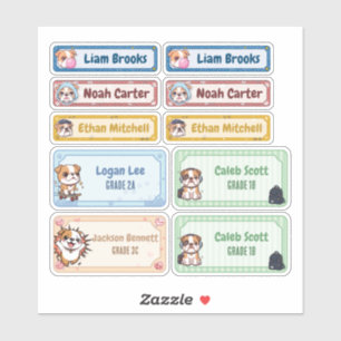 Gepersonaliseerde Chibi Bulldog naamlabels Sticker