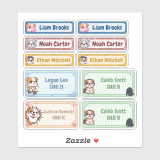 Gepersonaliseerde Chibi Bulldog naamlabels Sticker