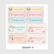 Gepersonaliseerde Chibi Kitten Naam Labels