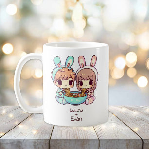 Gepersonaliseerde Chibi-stijl Ramen Paar Koffiemok