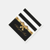 Gepersonaliseerde Chic Black Stripes Gold BOW jouw Servet (Hoek)