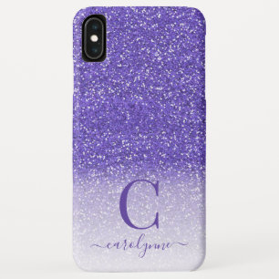 Gepersonaliseerde Chic Girly Paarse Ombre Glitter iPhone XS Max Hoesje