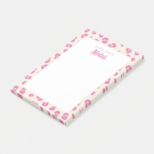 Gepersonaliseerde Chic Pink Leopard Print Notitieb Post-it® Notes (Schuin)