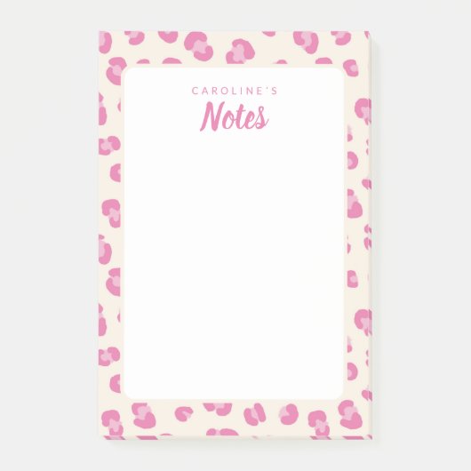 Gepersonaliseerde Chic Pink Leopard Print Notitieb Post-it® Notes (Voorkant)