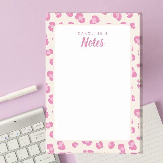 Gepersonaliseerde Chic Pink Leopard Print Notitieb Post-it® Notes